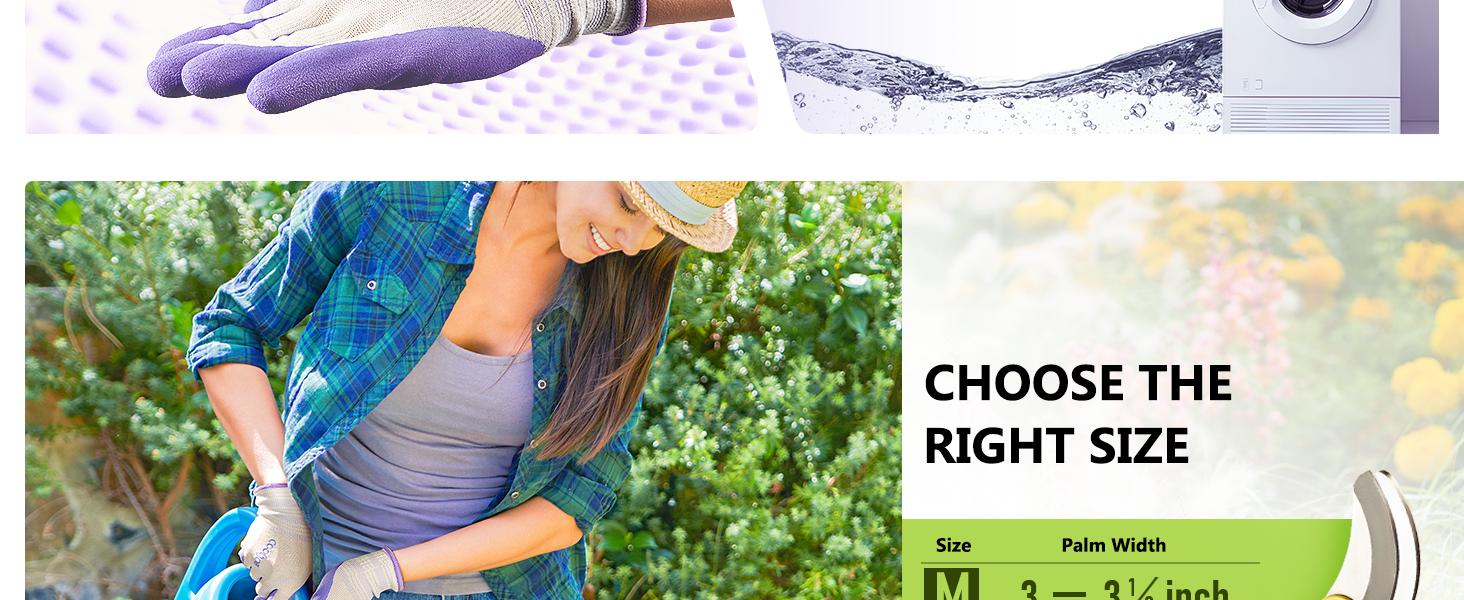 COOLJOB 2/6/10 Pairs Gardening Gloves for Women Ladies, Breathable Rubber Coated for Yard Garden, Lavender Purple & Green Apple