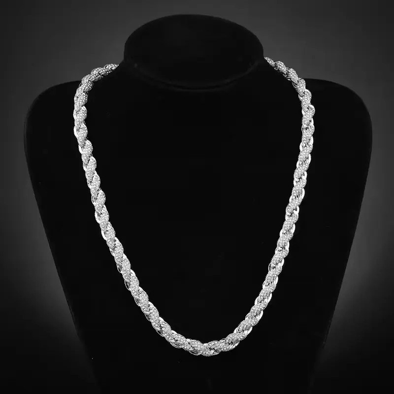 14 Karat Gold Plated Hip-hop Twist Chain Male Jewelry for Men, 10mm Alloy with Synthetic Zircon Inlay, Rough Heavy Texture Thick Exaggerated Piece for Daily Wear, Golden/Silvery Fashion Costume Jewelry