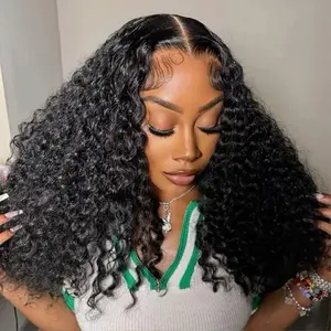 Bob Human Hair 13x4 Water Wave HD Lace Front Wig - 180% Density, Glueless, Short Curly Bob Wig for Women - Pre-Plucked With Baby Hair, 12 Inch