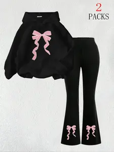 Women's Warm Casual Sweatshirt Set, Butterfly Print, Fitted Comfortable Pants, Fall & Winter, Thicker Fabric, Daily Wear