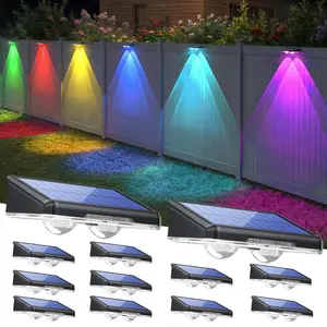 Outdoor Solar Fence Lights, 8/12 Pack Warm White & Cool White & RGB 7 Color Solar Wall Lights, Solar Deck Lights for Railings, Walls, Deck, Fence Porch Lights, Lights, Street Lights, Patio, House And Garage