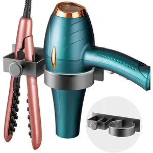 YUET Hair Dryer Holder Hairdryer Straightener Station Wall Mounted/Self Spiral Shelf Bracket Stand Hanger Organizer Blow With Cable Tidy Rack For Dressing Table (Grey)