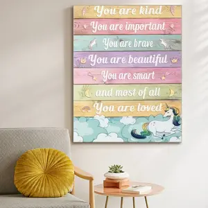 1-piece unicorn canvas wall art set, featuring inspirational quotes -- positive and motivational decor, high-definition canvas decorative painting 11.8* 15.7inch with wooden frame -- modern home decor, can be directly hung in the living room or bedroom