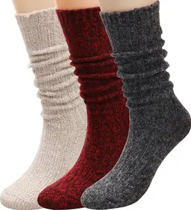Women's Casual Socks Cotton Knit Calf Socks Thick Knit Warm Wool Slouch Knee High Boots Socks Gift Socks for Women Cozy Socks Christmas Gift Size 5-10 A1002