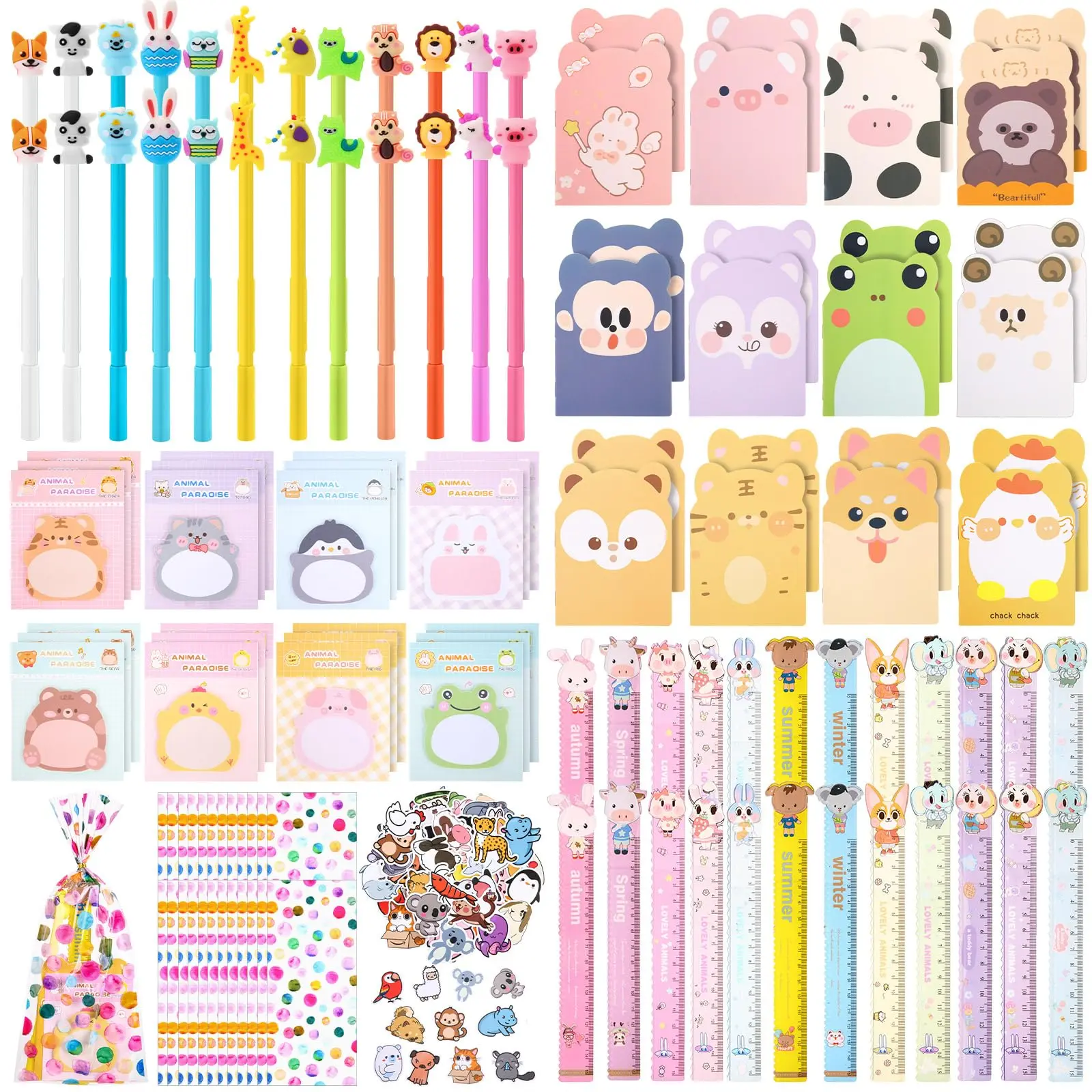 Back to School Party Favors for Kids, 336/170/168 Pcs Cat Party Favors Stationery Set Dinosaur Birthday Party Supplies Stamper Pencil Eraser Ruler Notepad Sticker Gift Bag Animal Themed Goodie Bag Stuffers Classroom Prizes Piñata Filler Student Reward
