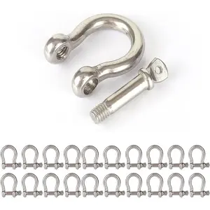 20pcs 1/4 Inch Screw Pin Anchor Shackle, M6 6mm Stainless Steel Heavy Duty Bow Shape Load Clamp for Chains Wirerope Lifting Paracord Outdoor Camping Survival Rope Bracelets