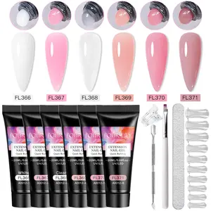 11PCS FourLily Extension Nail Poly Gel Kit, Polygel Nail Kits, Include Brush, Shaping Clips, Pusher, Nail Flie & 20pcs Fake Nails, Quick Building Nail Extension Gel for Salon-Quality Manicures At Home, Polygel Nails