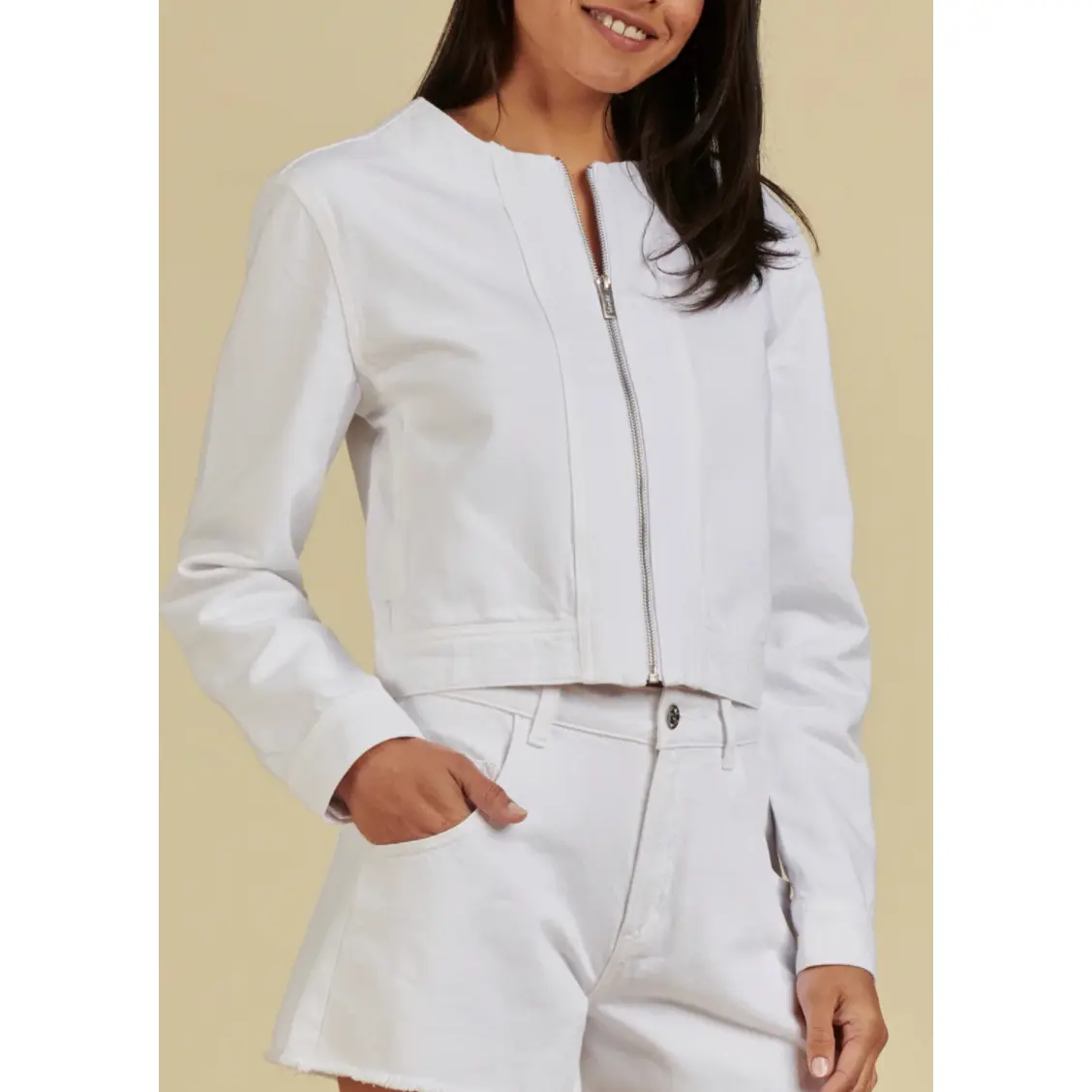 Drew Denim Jacket—White