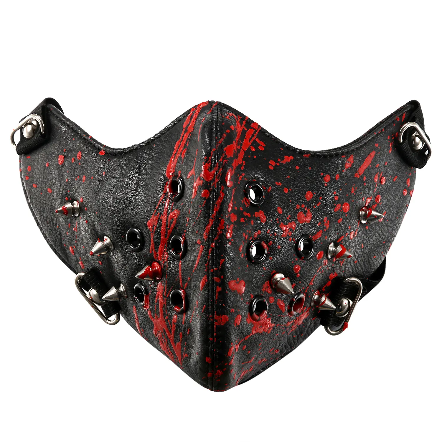 OIDEA Unisex Punk Style Cotton Half-Face Costume Mask - Rivet Detail, Irregular Shape, Breathable, Comfortable, Adjustable Fit, 9.44" x 6.29", Mask Cosplay Accessory, Halloween Party Gift