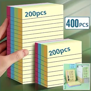 400 sheets, 4-color sticky notes, notepad, tear-off notes, large-sized notepad, office stationery for note-taking, suitable for students, offices, home, and schools