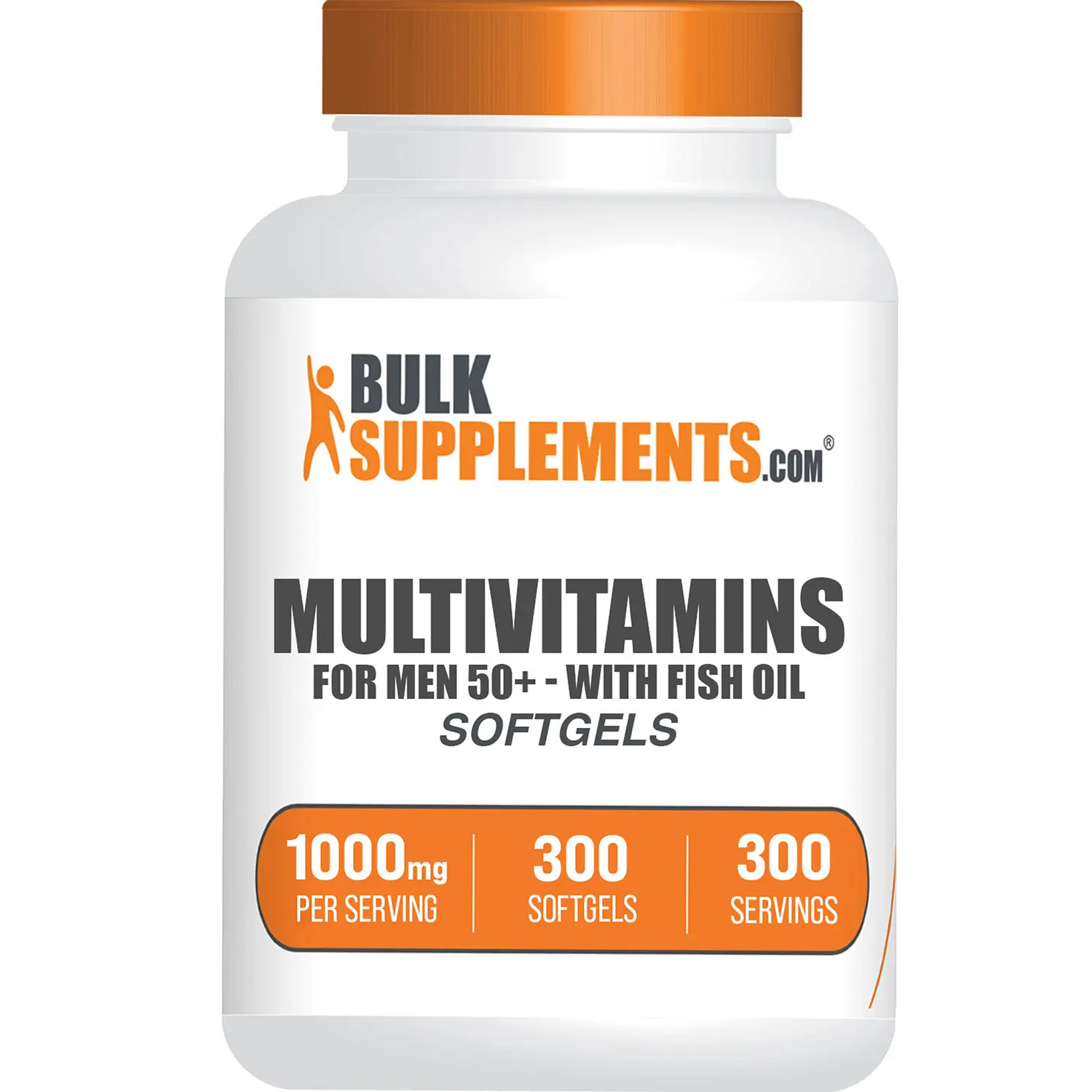 BulkSupplements - Multivitamins For Men 50+ (With Fish Oil) Softgels - Immune - Cognitive Support - 300 Softgels - 1000mg per Serving