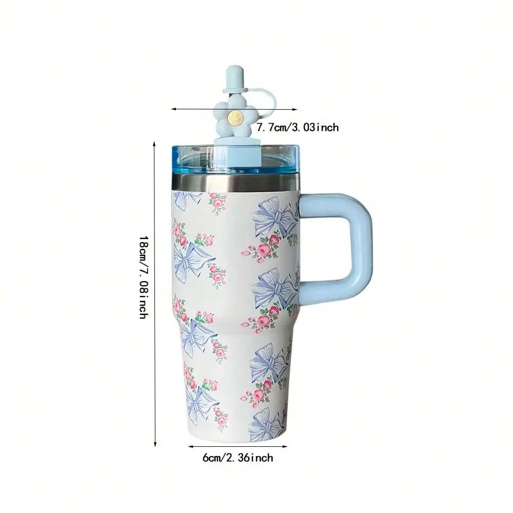 Car Stuff 14oz Car Cup 304 Stainless Steel Insulated Travel Tumbler with Handle Straw Lid & Cold Retention