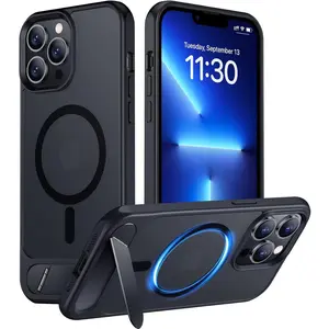 Temdan Magnetic Compatible with iPhone 13 Pro Max Case, [Built-in Invisible Kickstand][Compatible with MagSafe] [Military Grade Shockproof] Slim Translucent Matte Phone Case for iPhone 13 Pro Max 6.7"