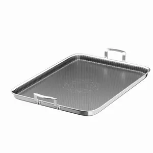 Large Hybrid Nonstick Flat Top Grill - Oven Safe Honeycomb Rectangular Griddle