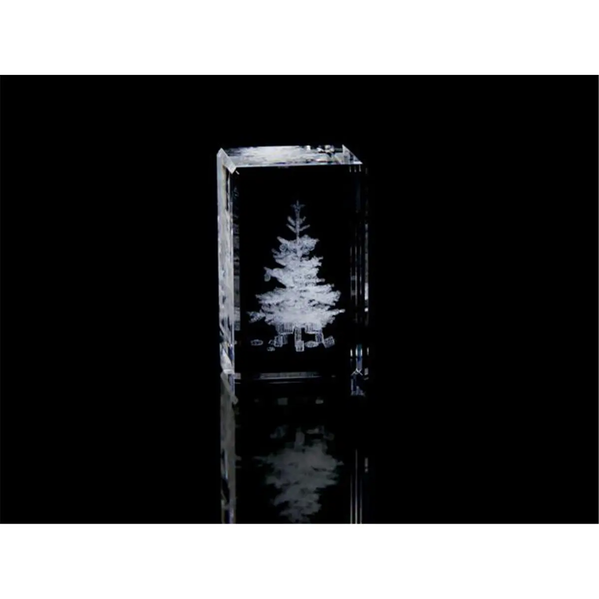Asfour Diamond-Cut Laser-Engraved Small Sparkling Glass Christmas Tree with Crystal Garlands, Crystal Curtains, 1.6L x 2.75H x 1.6W in, Home & Wedding Festive Decor