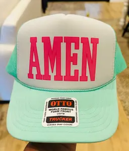 AMEN- Seafoam and White Unisex Foam Trucker Hat