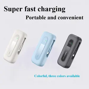 22.5W 10000mAh power bank,fast charging powerbank.lipstick-sized with a portable lanyard power bank.displays power.powerbank with a 35cm retractable cable(no need extra cable)fits daily emergency charging
