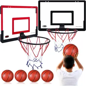 Mini Basketball Hoop Set, Hanging Portable Basketball Hoop with 1 Ball, Sticky Hook & Pump, Indoor No Drilling Required, Stress Relief Game, Perfect Gift for Kids Adults