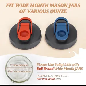 Soligt Mason Jar Lids, 4Pack Wide/Regular Pour Spout Flip Cap Lids for Ball Brand Mason Jars, for Drinking Salad Dressing & Food Storage, Drink ware, Tumbler , not included Jars, Bpa Free Leakproof Kitchen Containers Utensils #SummerVibes