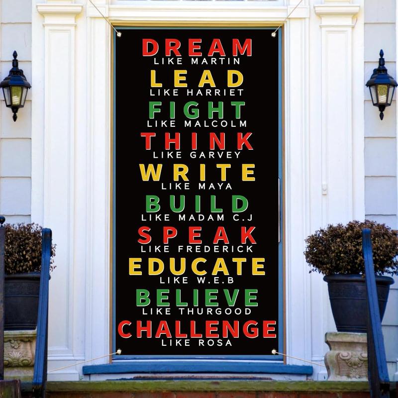 36x72in Black History Month Door Cover African American Festival Party Juneteenth Classroom Door Banner for Home Porch Decoration