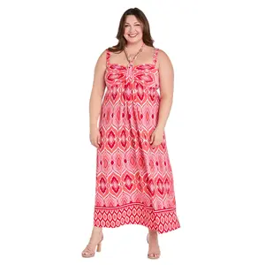 Coral ITY Maxi Dress with Gold Chain Tie - Plus