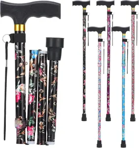 Folding Lightweight Walking Cane, Adjustable Aluminum Collapsible Travel Cane, Canes for Men, Canes for Women, Cane with Non-Slip Rubber Base for Seniors & Adults