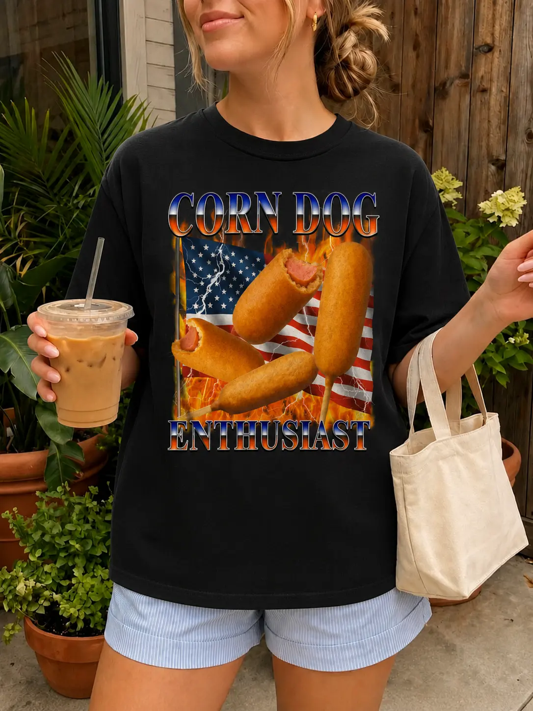 Comfort Colors Corn Dog Enthusiast Shirt, Funny Food Lover Graphic Tee, Vintage American Fair Food T-Shirt, Retro Carnival Snack Shirt