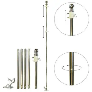 In the Breeze 6-foot 5-Section Grommet Flag Pole and Bracket Adjustable Clip Mounts for Various Flag Sizes Item #3709