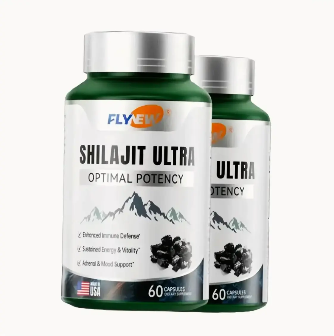 Natural High-Potency FLYNEW Shilajit Ultra I Adaptogen Energy Stamina Immune Antioxidant I Made in USA |   60 Capsules Dietary Supplement Healthcare Fitness Vitamin Edible Organic