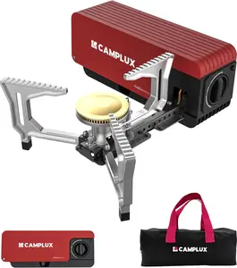 CAMPLUX FoldGo Camping Stove FG01AR 7500 BTU Portable Foldable Gas Stove with Piezo Ignition & Adjustable Flame for Outdoor Cooking