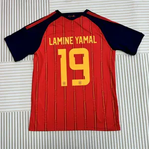 2026 World Cup Spain Home Red  Blue No. 19 Short-Sleeved Football Shirt Soccer Jersey