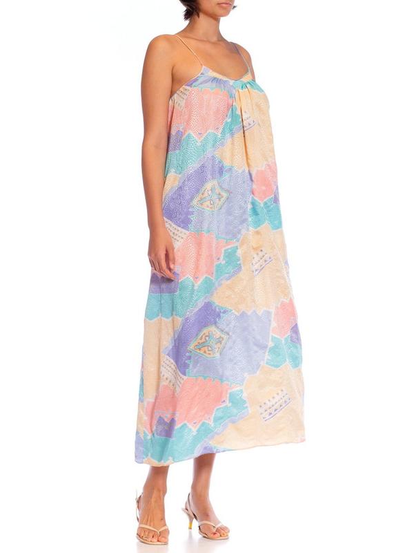 1980S MARY MCFADDEN Multicolor Pastel Polyester Jacquard Dress