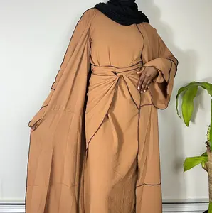 Amira 3 Piece Abaya Set - Brown