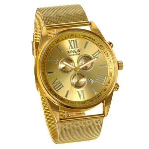 OIDEA Men's Round Multi-Function Luxurious Anti-Scratch Long-Lasting Quartz Watch - Triple Subdial, Roman Numeral, Calendar, Japan Movement, Stainless Steel Mesh Band, 3ATM Water Resistance, Luxurious Quartz Watches, Anti-Scratch Quartz Watches