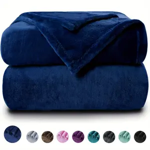Navy blue Fleece Blanket, Giant Flannel Throw for Bed, Couch, Home Decor, Camping & Travel, Soft Warm Family-Sized Blanket