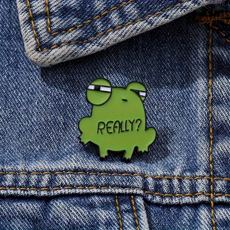 2pcs Cute Cartoon Style Enamel Pin - Charming Green Frog Alloy Brooch for Everyday & Party Wear - Fashion Accessory, Creative Clothing Accessories, Durable Metal Pins