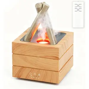 Campfire Flame Essential Oil Diffuser, 280ml Ultrasonic Cool Mist Aromatherapy Humidifier with Remote Control, 7-Color LED Lights, Time