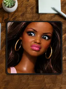 Doll Face Mouse Pad, Funny Glam Desk Mat, Cute Office & Gaming Mousepad for Laptop Computer