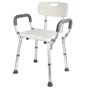 Garvee Shower Chair with Backrest, Adjustable Height, Lightweight PE Seat, Non-Slip for Bathroom Shower