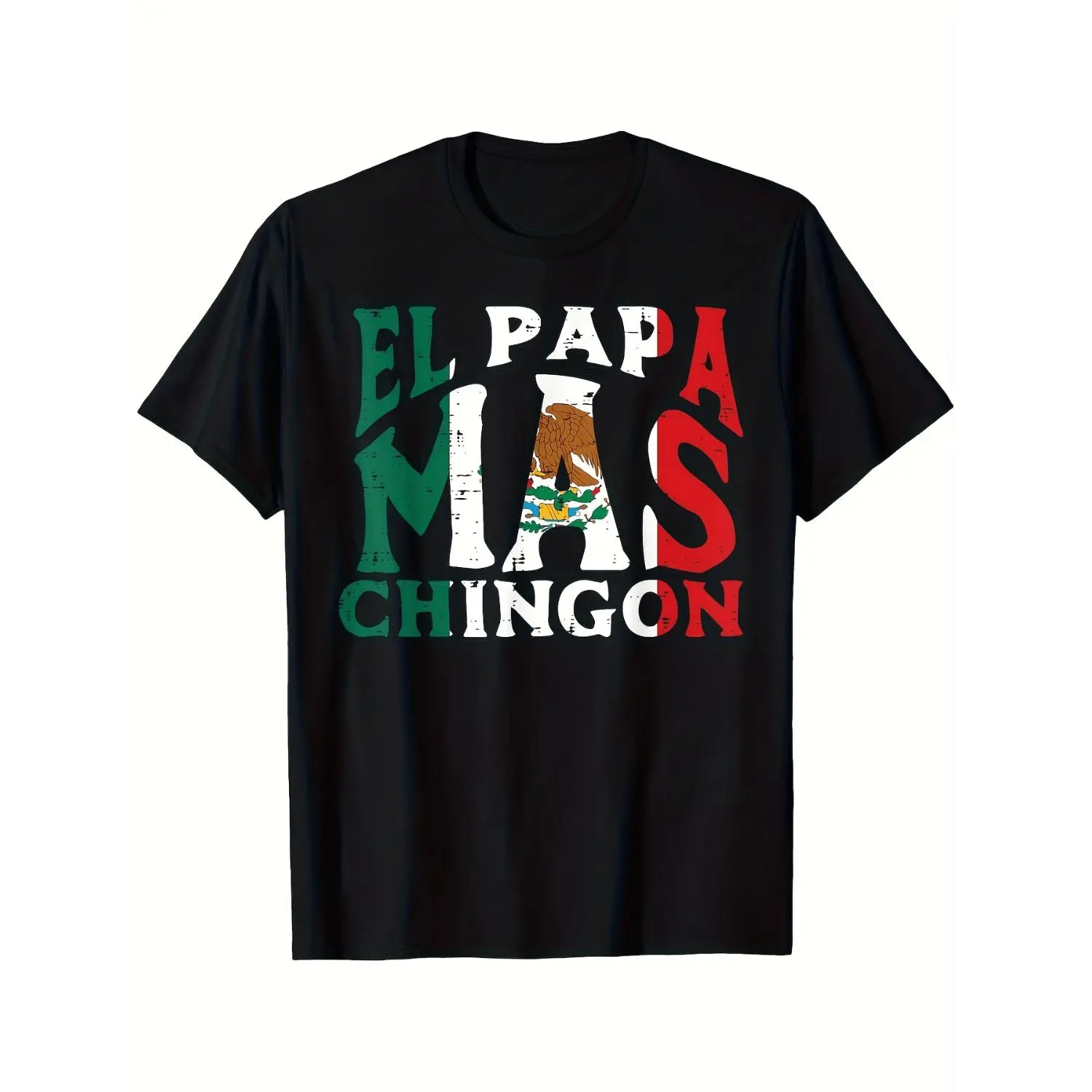 LocalMen'S Funny Mexican Father'S Day T-Shirt, El Papa a Chingon Graphic Tee with Eagle & Snake Design, Soft Stretch Fabric, Loo