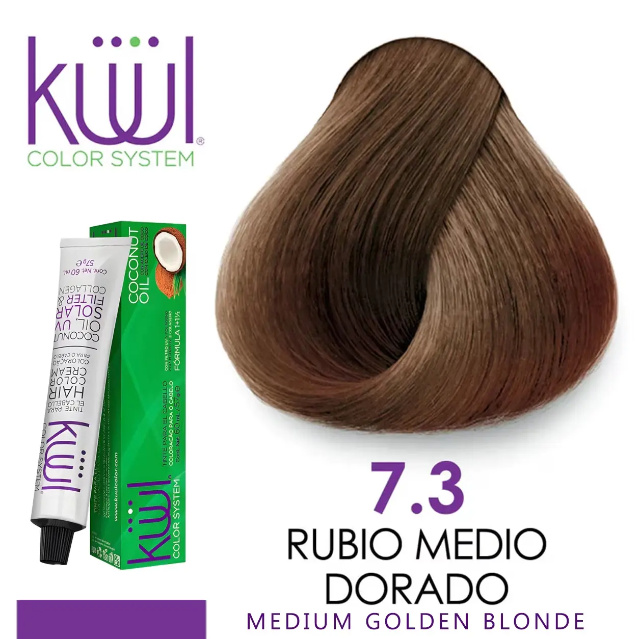 Kuul Color System 7.3 Rubio Medio Dorado | Medium Golden Blonde | Tinte Para El Cabello | Permanent Hair Dye