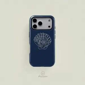 1PC seashell ocean beach print phone case， sturdy 2in1 shockproof Protective phone cover， phone accessory for iPhone X 11 12 13 14 15 16 17 Pro Max for Galaxy S25 24 23 Ultra series holiday/birthday gift simple stylish case Protector