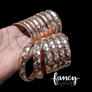 Fancy Wires Solid Copper Adjustable Disco Ball Bangles - Unique Design & Adjustable Fit for Stylish Wear