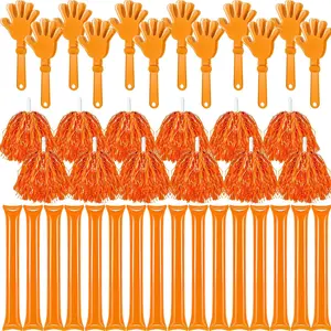 40 count Orange Hand Clappers and orange Thunder Sticks Pom Poms cheerleading Noise Makers for Sporting Events Football  School Team Spirit Items Party Favors Dance