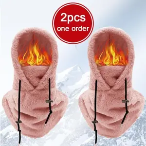 2PCS Hood Ski Mask Winter Balaclava Windproof Warm Hood Cover Hat Cap Scarf for Skiing Hiking Cold Temperatures Harsh Winds