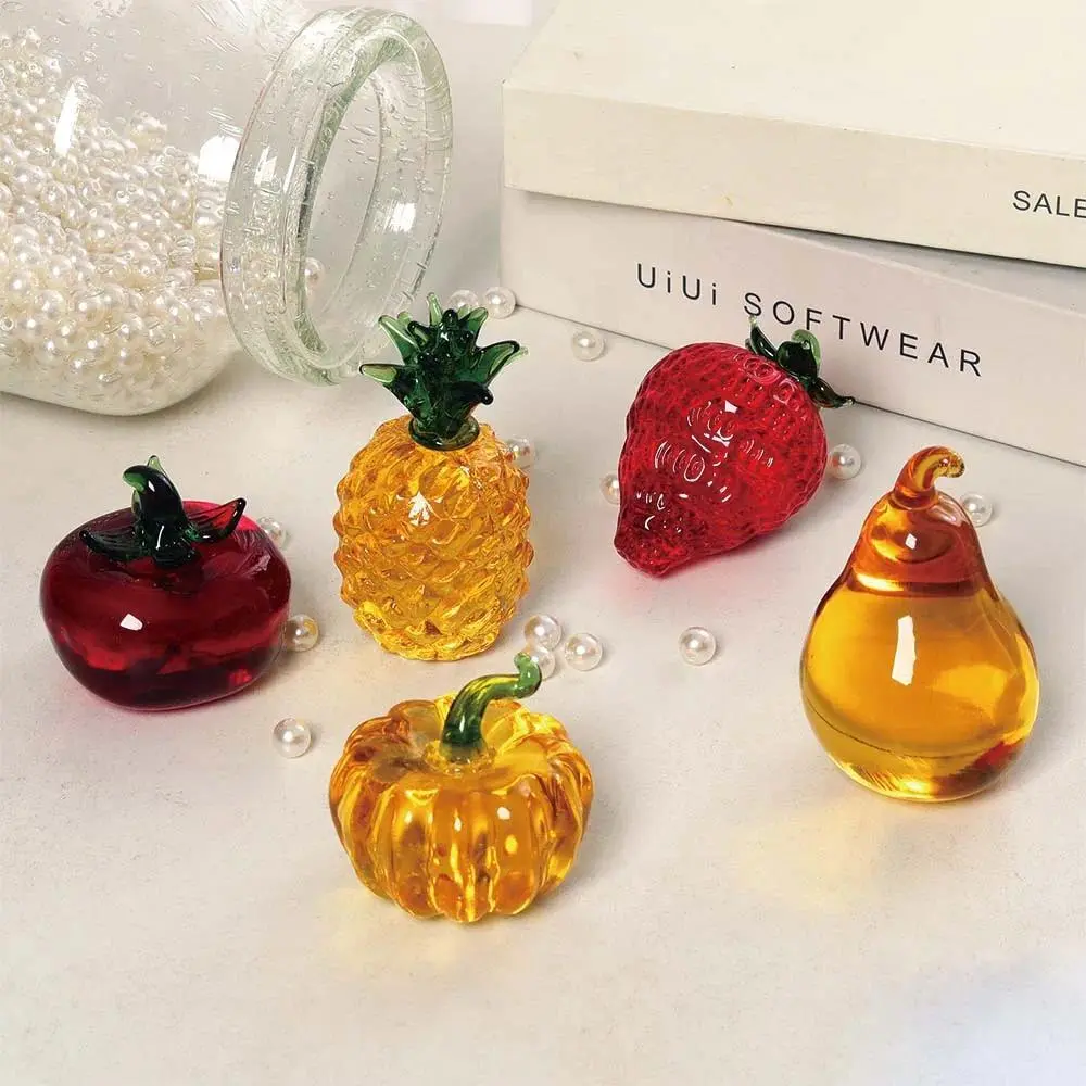 Hand Blown Glass Crystal Pineapple Figurine - Glass Fruits Collectible Home Kitchen Decor, Ideal Gift for Mother's Day, Anniversary, Valentine's Day for Mum, Collectibles, Desk Weight