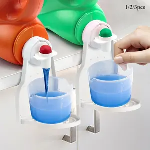 1/2/3pcs Laundry Detergent Cup Holder Detergent Drip Catcher，Portable Laundry Organizer Clip Tight On Laundry Bottle Spouts，No More Leaks Or Mess With Detergent And Fabric Softener In Laundry Room，Foldable Plastic Laundry Liquid Cup Holder For Home