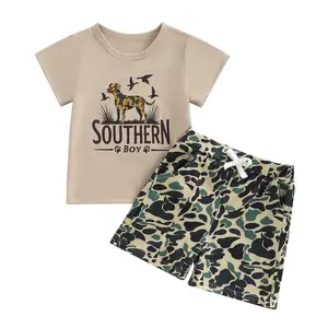 Meihuida Toddler Baby Mallard Duck Hunting Summer Clothes Southern Boy Short Sleeve T-shirt Tops Camouflage Elastic Waist Shorts