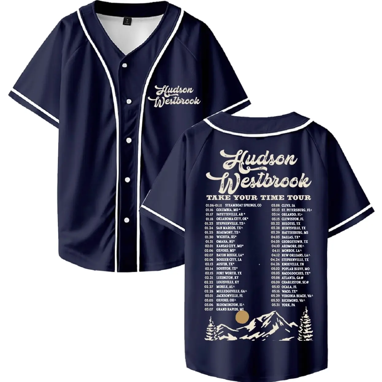 Hudson Westbrook Take Your Time Tour 2025 Baseball Jersey Short Sleeve Shirts Women Men Streetwear Tops
