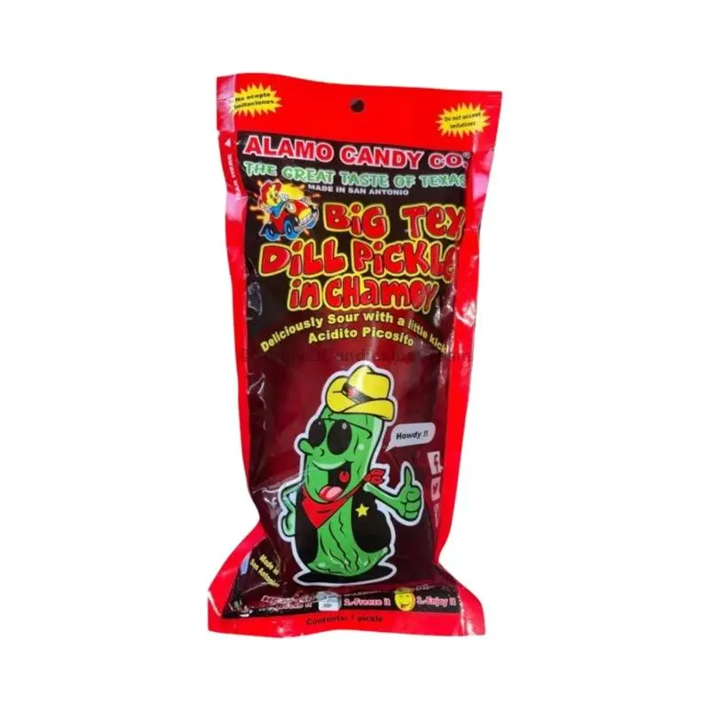 Alamo Candy Big Tex Dill Pickle in Chamoy Instant Food Spicy Pickled, Viral, Spicy, Sweet, Tangy